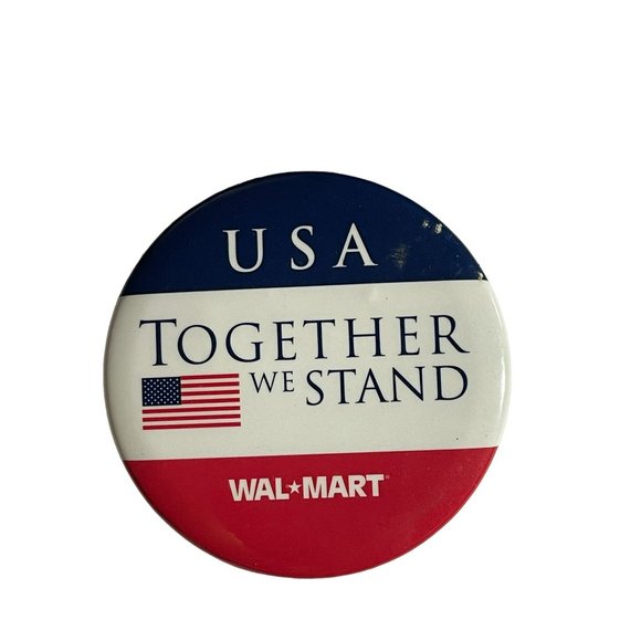 Vtg Pinback Button USA Together we Stand Wal Mart Circular Nostalgic Collectible - Picture 1 of 2